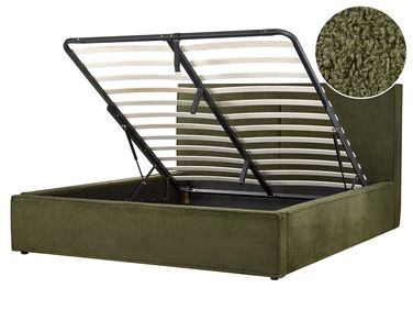 Bed met opbergruimte Bouclé MOISSAC 160 x 200 cm Donkergroen