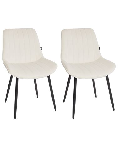 Set of 2 Dining Chairs DUBROVNIK Velvet Light Beige