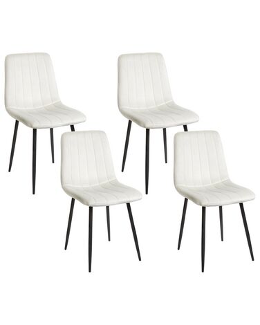 Set of 4 Dining Chairs KALISPELL Velvet Off-White