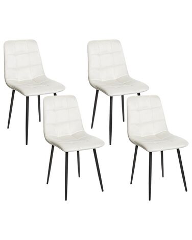 Set of 4 Dining Chairs POWELL Velvet Off-White