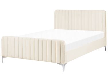 Bed Velvet LUNAN 140 x 200 cm (EU Double) Light Beige
