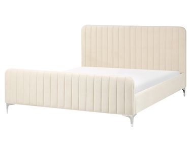 Bed Velvet LUNAN 160 x 200 cm (EU King Size) Light Beige
