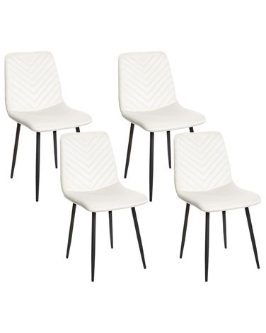 Set of 4 Dining Chairs HAVRE Velvet Off-White
