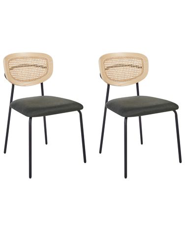 Set of 2 Dining Chairs MAYETTA Metal Dark Green