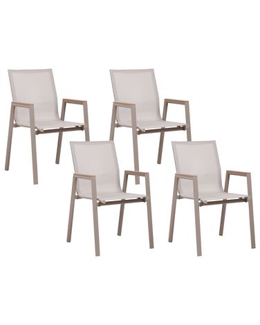 Set of 4 Garden Chairs TIANO Metal Taupe