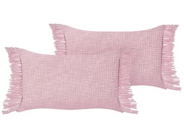 Set van 2 sierkussens TANSY Katoen 40 x 60 cm Roze effen