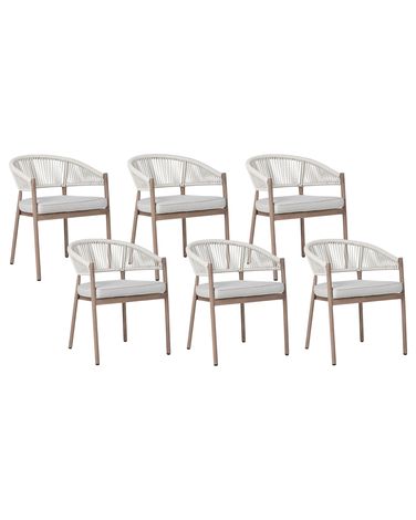 Set of 6 Garden Chairs with Cushions FLAVIA Metal White