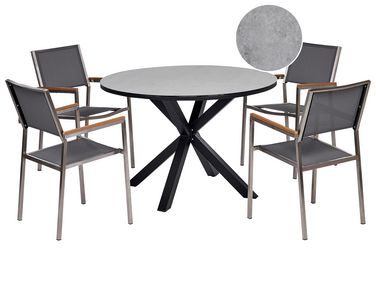 Tuinset 4-zits MALETTO/GROSSETO Metaal Marmereffect Grijs