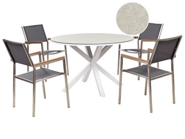 Tuinset 4-zits MALETTO/GROSSETO Metaal Marmereffect Grijs/beige