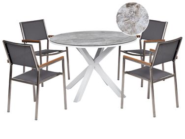Tuinset 4-zits MALETTO/GROSSETO Metaal Marmereffect Grijs/wit