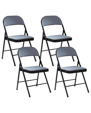 Set of 4 Folding Chairs SPARKS Metal Dark Grey/ Black