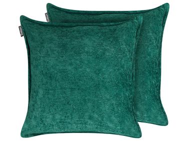 Set van 2 sierkussens VERPIS Katoen 50 x 50 cm Smaragdgroen effen