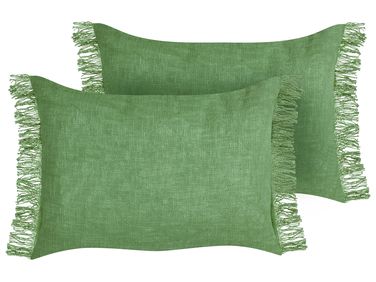 Set van 2 sierkussens MABA Katoen 50 x 35 cm Groen effen