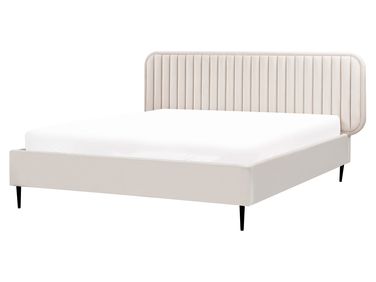 Bed Velvet BRIN 160 x 200 cm (EU King Size) Beige