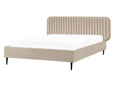 Bed Velvet BRIN 140 x 200 cm (EU Double) Taupe