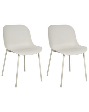 Set of 2 Dining Chairs BELOIT Light Beige