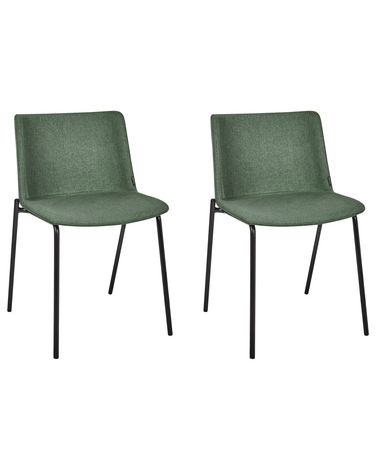 Set of 2 Dining Chairs ESBON Fabric Dark Green