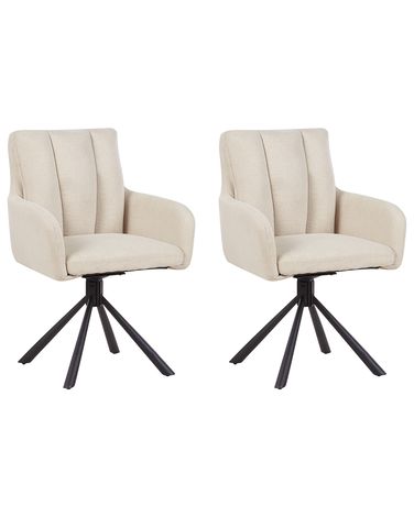 Set van 2 eetkamerstoelen draaibaar SARDOAL Stof Lichtbeige