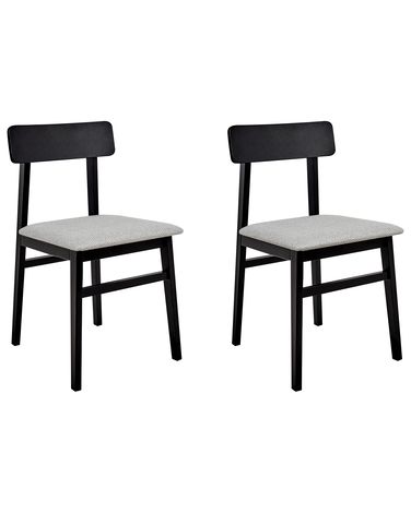 Set of 2 Dining Chairs STACY Wood Light Grey