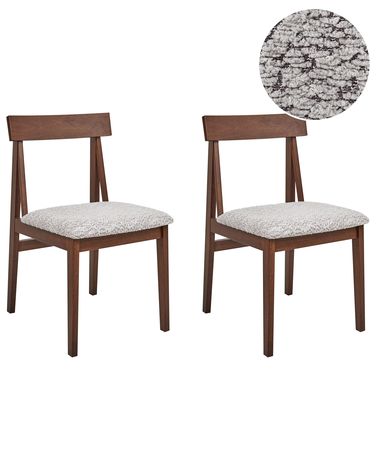 Set of 2 Dining Chairs ISLE Wood Brown/ Grey