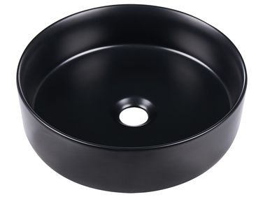 Wastafel voor aanrechtblad CALIG ⌀ 36 cm Keramiek Zwart
