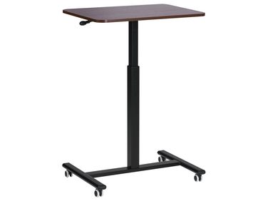 Bureau réglable manuellement en hauteur pour ordinateur portable ACADEMIA Marron foncé 65 cm 48 cm avec roues