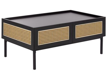 Table basse CULLEN Rotin Noir avec rangement