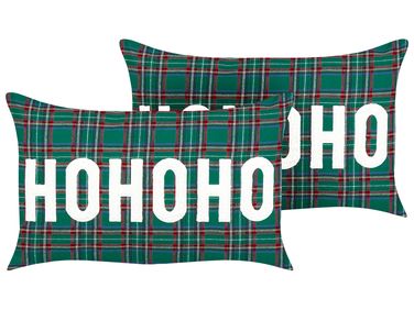 Set van 2 sierkussens JOYCANDY 30 x 50 cm Groen kerstmotief