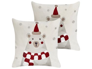 Set of 2 Decorative Cushions JELLIES Velvet 45 x 45 cm Off-White