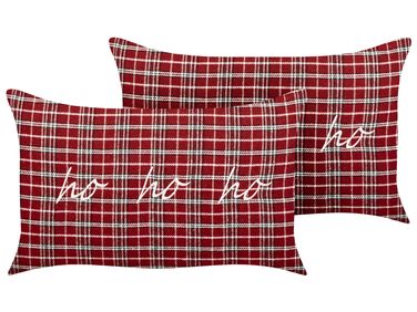 Set van 2 sierkussens MOCHI 30 x 50 cm Rood kerstmotief