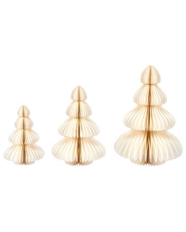Set of 3 Figurines NILGIRI Christmas Tree 15/20/25 cm Beige