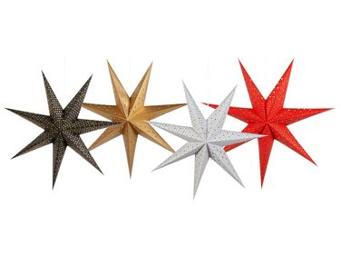 Set of 4 Hanging Decorations LED KAMET Star 60 cm Multicolour