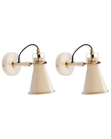 Set van 2 wandlampen MOYOLA verstelbaar Metaal Beige