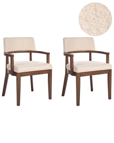 Set van 2 eetkamerstoelen DALBO Bouclé Bruin/lichtbeige