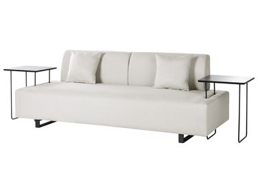 Sofa 3 Seater SOKNA Fabric Light Beige with Tables