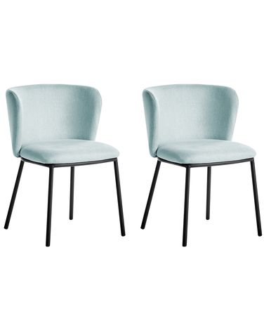 Set of 2 Dining Chairs MINA Fabric Light Blue