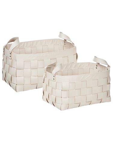 Set of 2 Baskets SIPPAR Faux Leather Beige