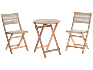 Bistro Set Folding PROSSEDI Acacia Wood Beige