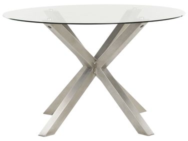 Table de salle à manger de jardin MALETTO 120 cm 120 cm Verre Argenté