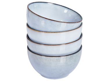 Set of 4 Bowls JUNIPER Stoneware Light Blue