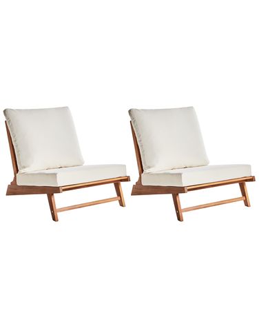 Set van 2 stoelen met zitkussen MICCIANO Acaciahout Gebroken wit