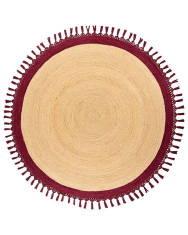 Vloerkleed MARTS Donkerrood ø 200 cm Jute
