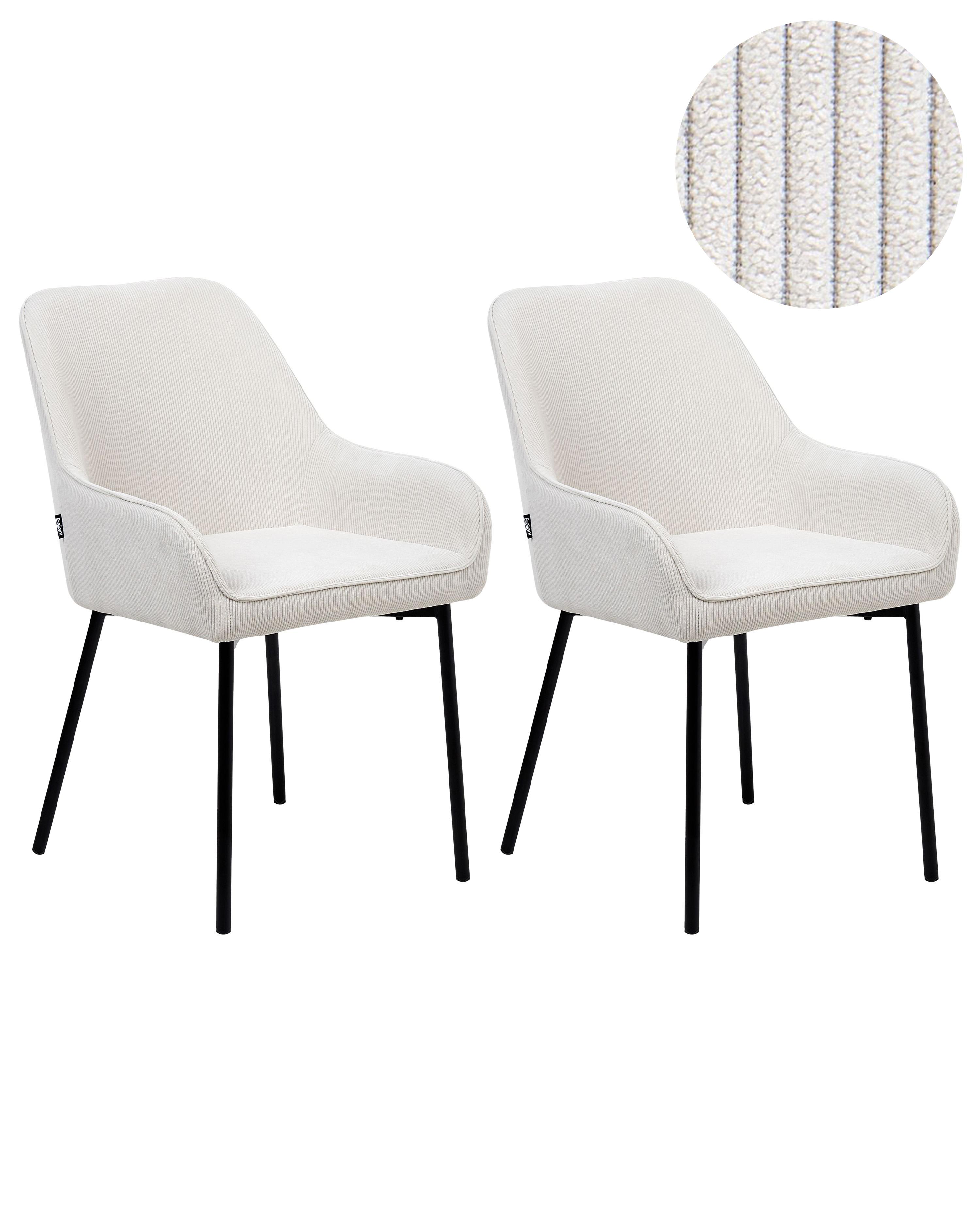 Set of 2 Dining Chairs LOVERNA Corduroy Off-White
