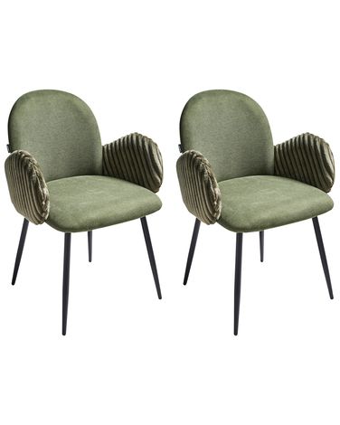Set of 2 Dining Chairs AMITY Fabric Green