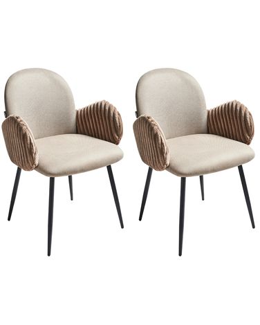 Set of 2 Dining Chairs AMITY Fabric Taupe
