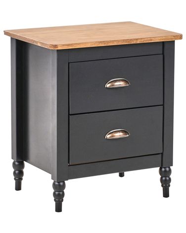 Table de nuit à 2 tiroirs SHILLINGTON Bois de pin Marron/noir