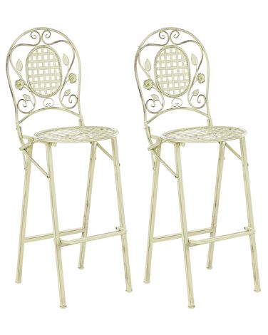 Set of 2 Garden Bar Chairs BIVIO Folding Metal Light Green