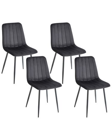 Set of 4 Dining Chairs KALISPELL Velvet Black