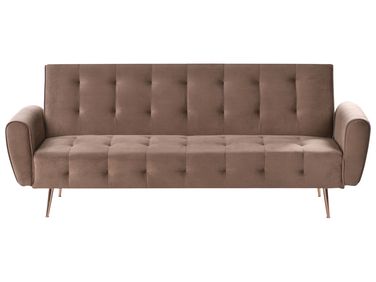 Sofa Bed 3 Seater SELNES Velvet Brown