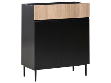 Dressoir met 2 deuren BLYTHE Natuurlijk essenhout Zwart